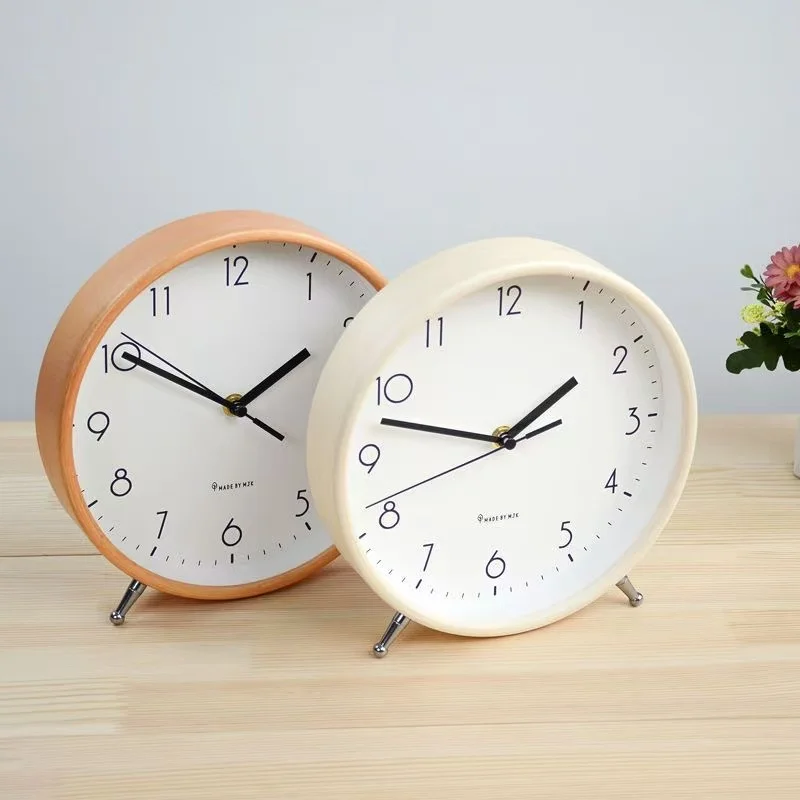 Japanese Style Wooden Desk Clock 9-inch Silent Desk Clock Bedroom Living Room Home Decoration Office Minimalist Desk Clock