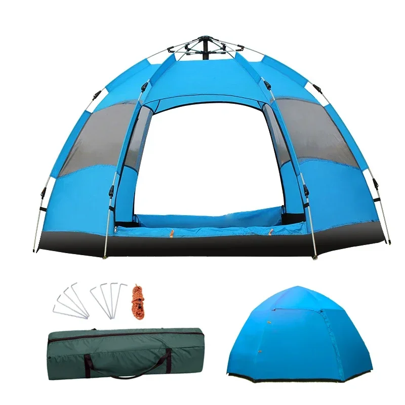 

Hexagonal Double Layer Camping Tent, Multi-Purpose, Suitable for 3-5 People Travelling,Hiking Hydraulic Quick-Opening, New