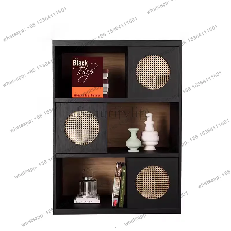 

American solid wood retro display cabinet living room floor storage low cabinet