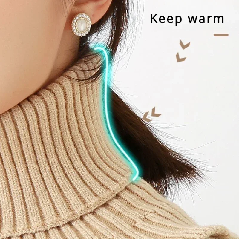 Warm Knitted Collar Scarf Women Turtleneck Knitted False Fake Collar Detachable Scarf Warm Winter Windproof  Wrap Scarf Ruffles