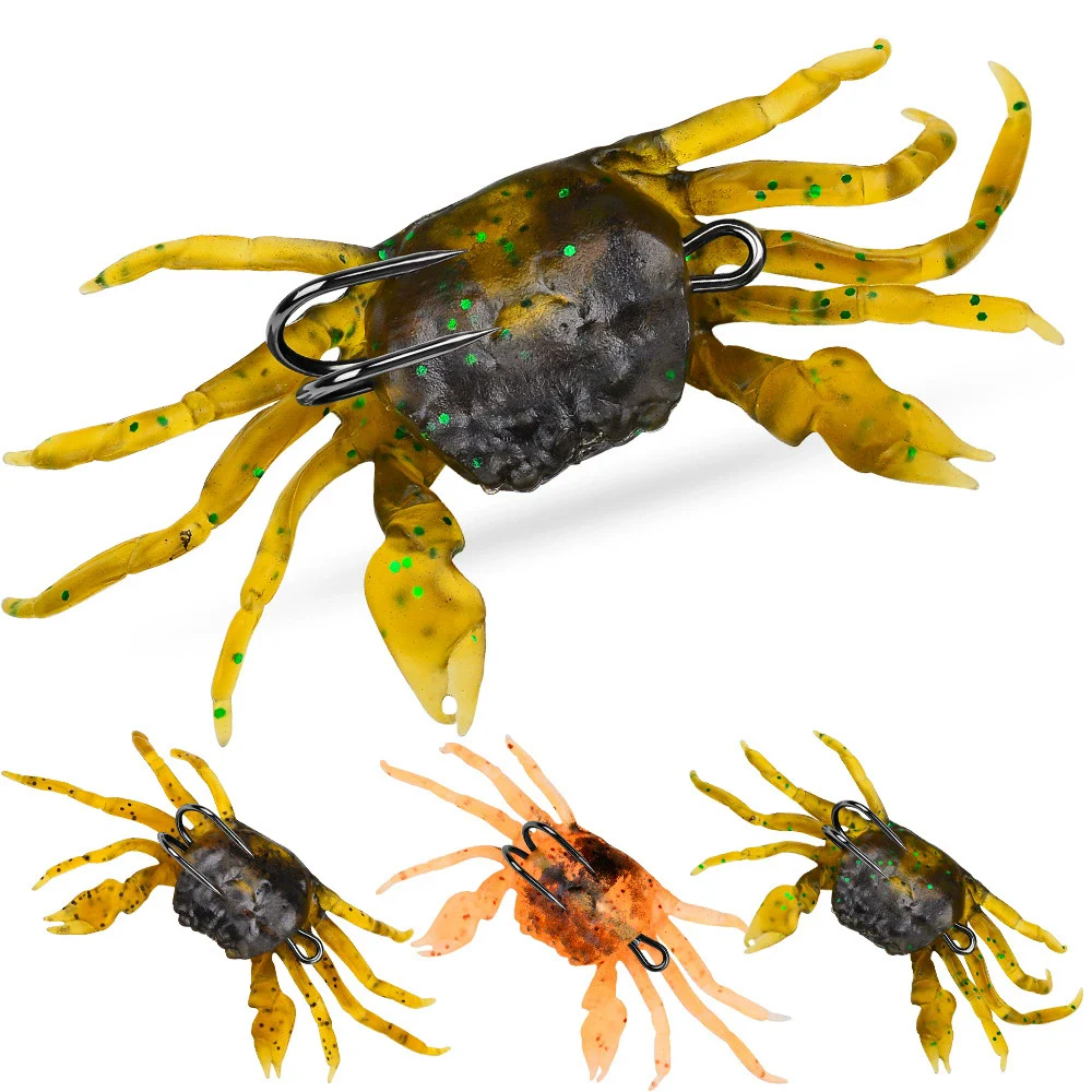 

PROBEROS 1pcs Sinking Crab Fishing Bait 13cm 32.5g Silicone Simulation Soft Lifelike Lure for Bass Swimbait Double hook dw6084