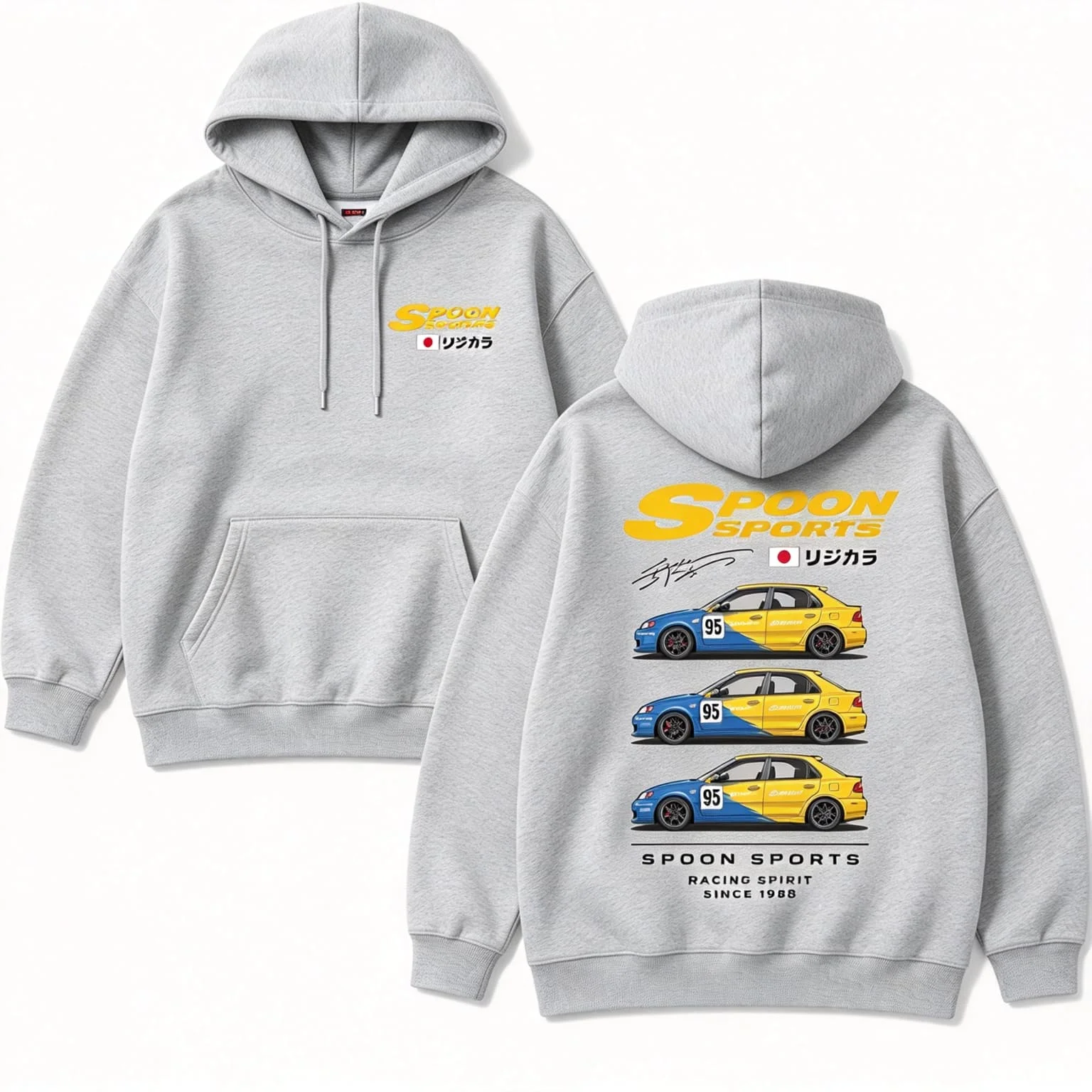 Rs Grauer Sportwagen-Coupé Civic Spoon Sport JDM Herbst Winter US Unisex Pullover Damen Sweatshirt Jungen Top Baumwolle Herren Hoodie – Detail 6