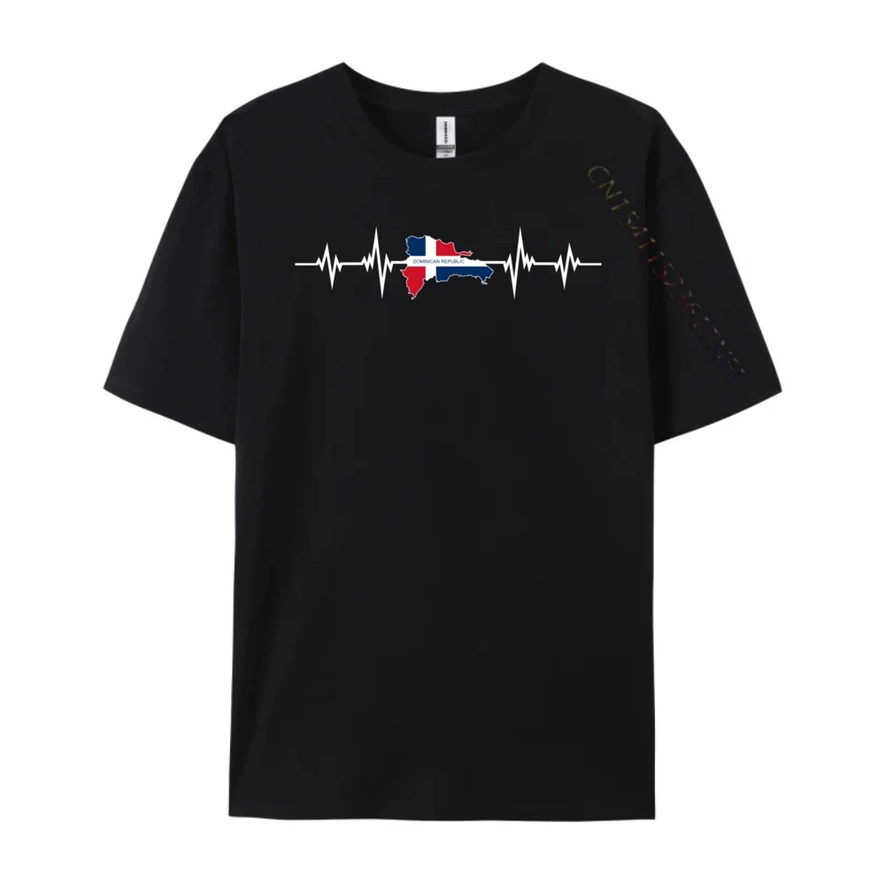 Heartbeat Design Dominican Republic Flag Dominican Republic Streetwear ECO-FRIENDLY Anime T Shirts Tshirt Character