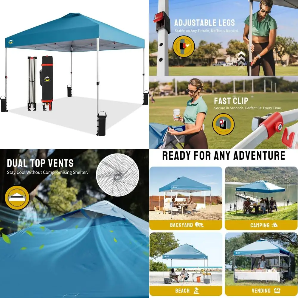

Quick Setup 10x10 Outdoor Canopy Tent - Easy Portable Sun Shelter for Beach, Parties, Camping - Durable Gazebo Ideal for Events