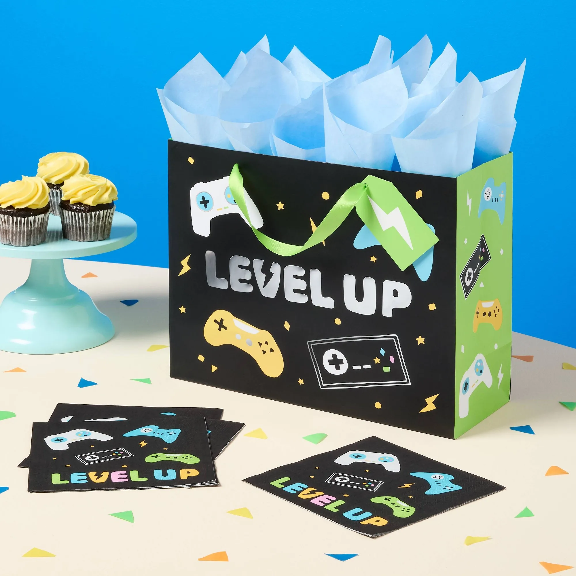 30ct Black Video Game Birthday Lunch Napkins, Soft Disposable Party Tableware For Kids Gamer Celebrations