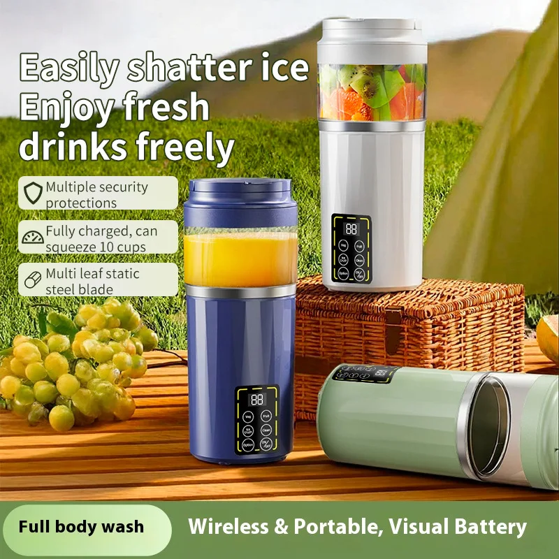 

Digital Display Juicer Rechargeable Auto Slow Juicer Extractor Portable Blender Ice Crushing Smoothie Maker for Home Travel Gym