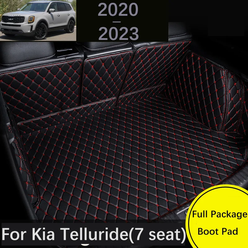 Leather Waterproof Car Trunk Mat For For Kia Telluride 7 Seat 2020 2021 2022 Cargo Liner Carpet Interior Parts Accessories Cover