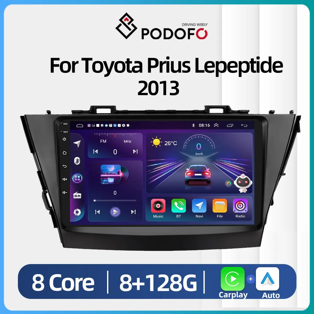 

Podofo Android DSP Car Radio Multimidia Video Player Navigation GPS For Toyota Prius Lepeptide 2013 2din WIFI Carplay Head Unit