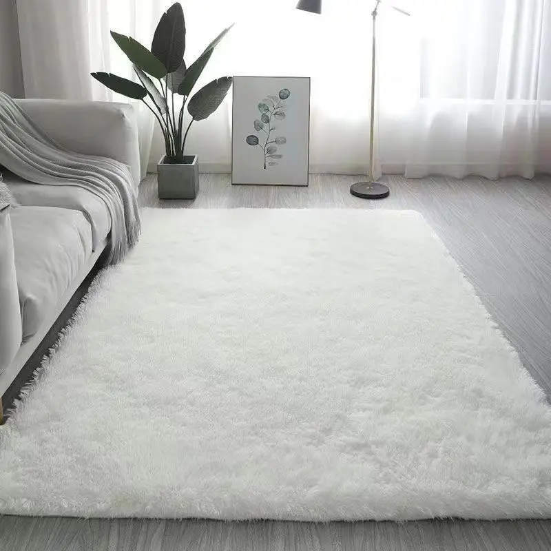 VIKAMA White Silk Wool Rug Pad Bedroom Living Room Children\'s Room Home Decor Soft and Fluffy Machine Washable Anti-slip