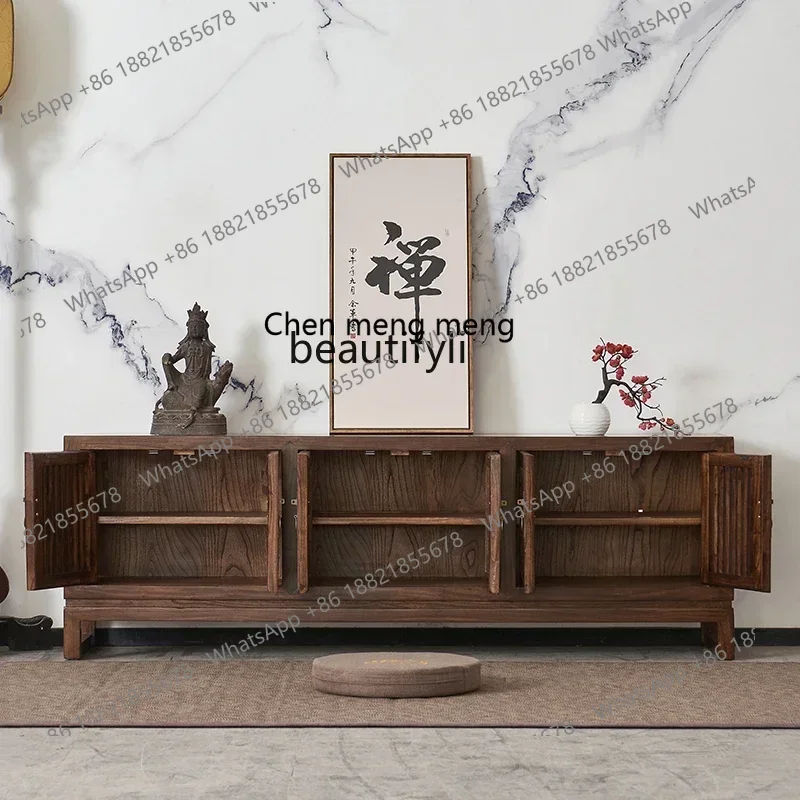 ss8350 New Chinese TV cabinet Elm Song Dynasty aesthetic antique living room decoration all solid wood Zen furniture tea room ca