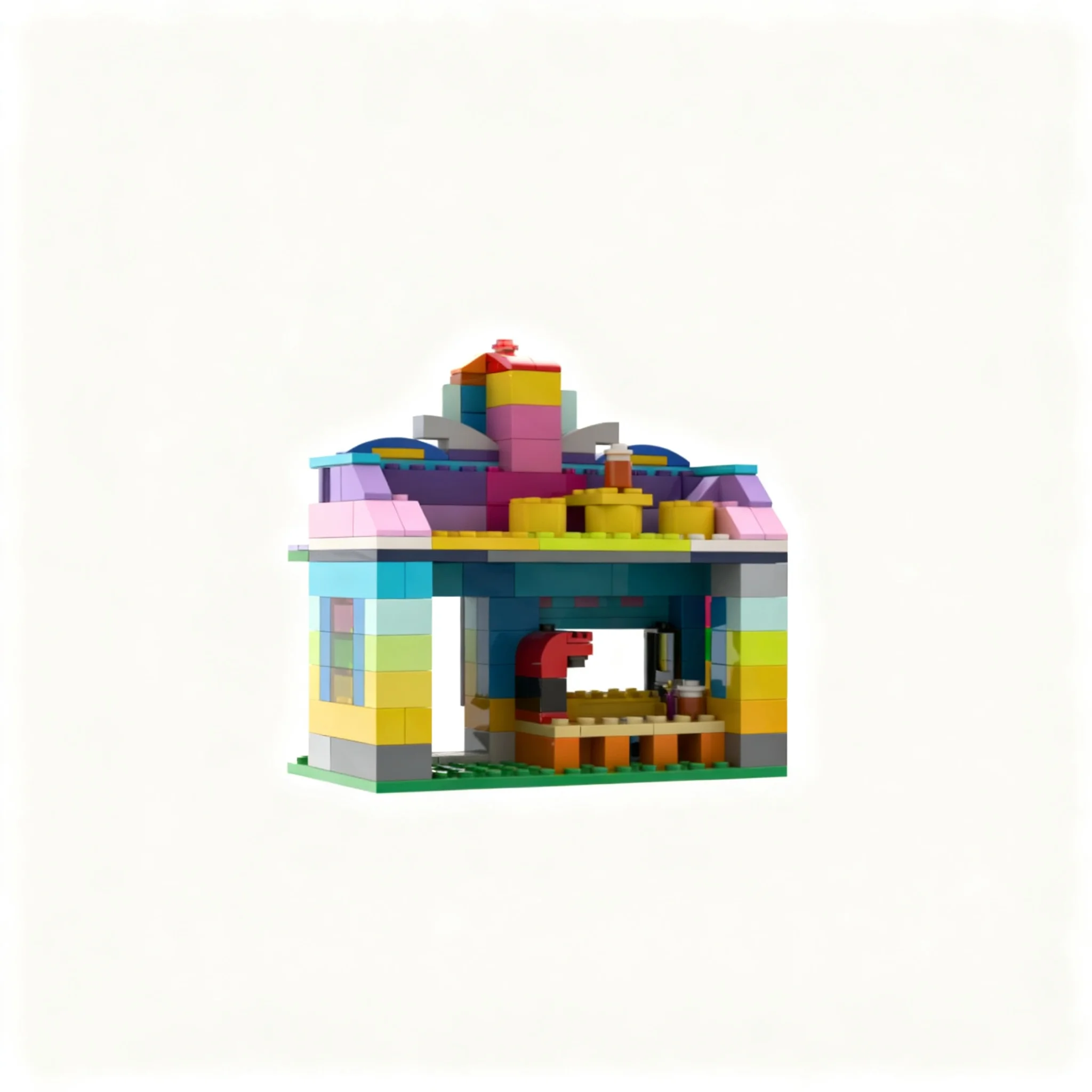 175pcs MOC Classic Ice Cream Cafe Model Building Blocks Christmas Gift Toy Construction Assemble Education 3D Collection DIY