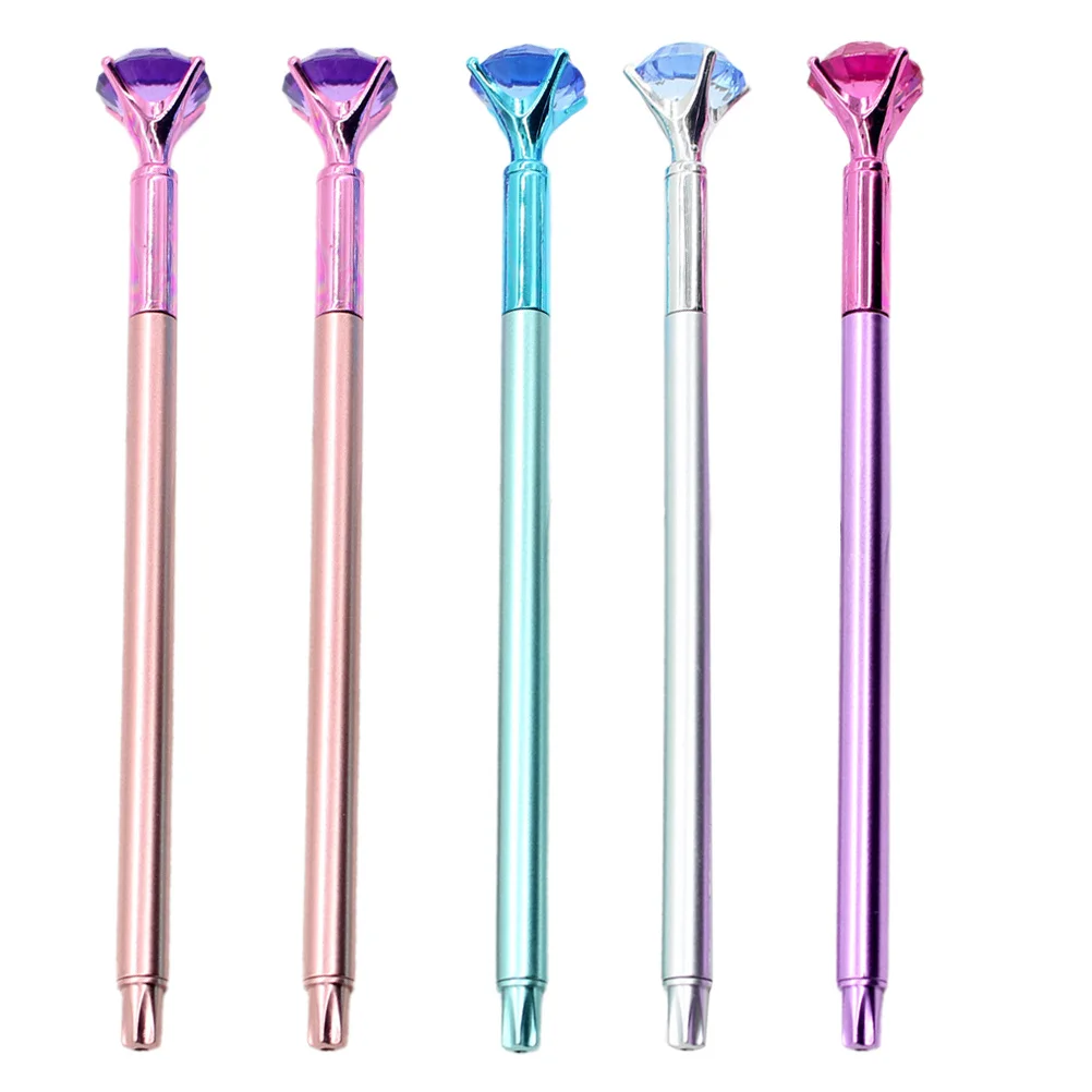 

5Pcs Diamond Design Black Refill Gel Pens Stationery Pens Smooth Writing Student Portable Signing Pen Diamond Design Pen