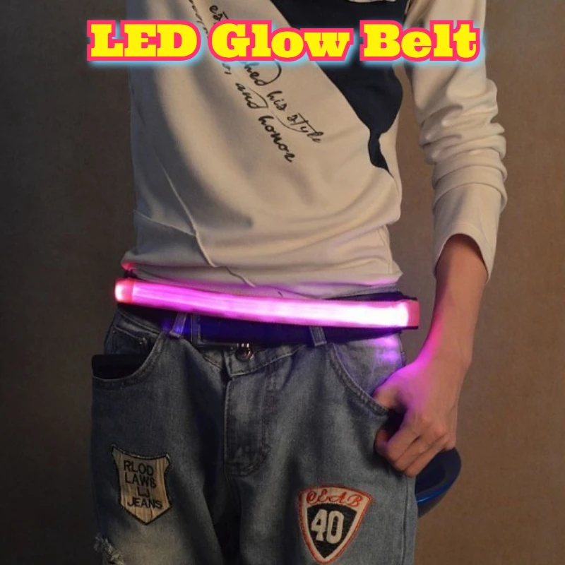 充電式LEDグローベルト ランニング安全ライト 反射式ナイトジョギングウエストバンド フラッシュ警告 可視性 アウトドアアクティビティ