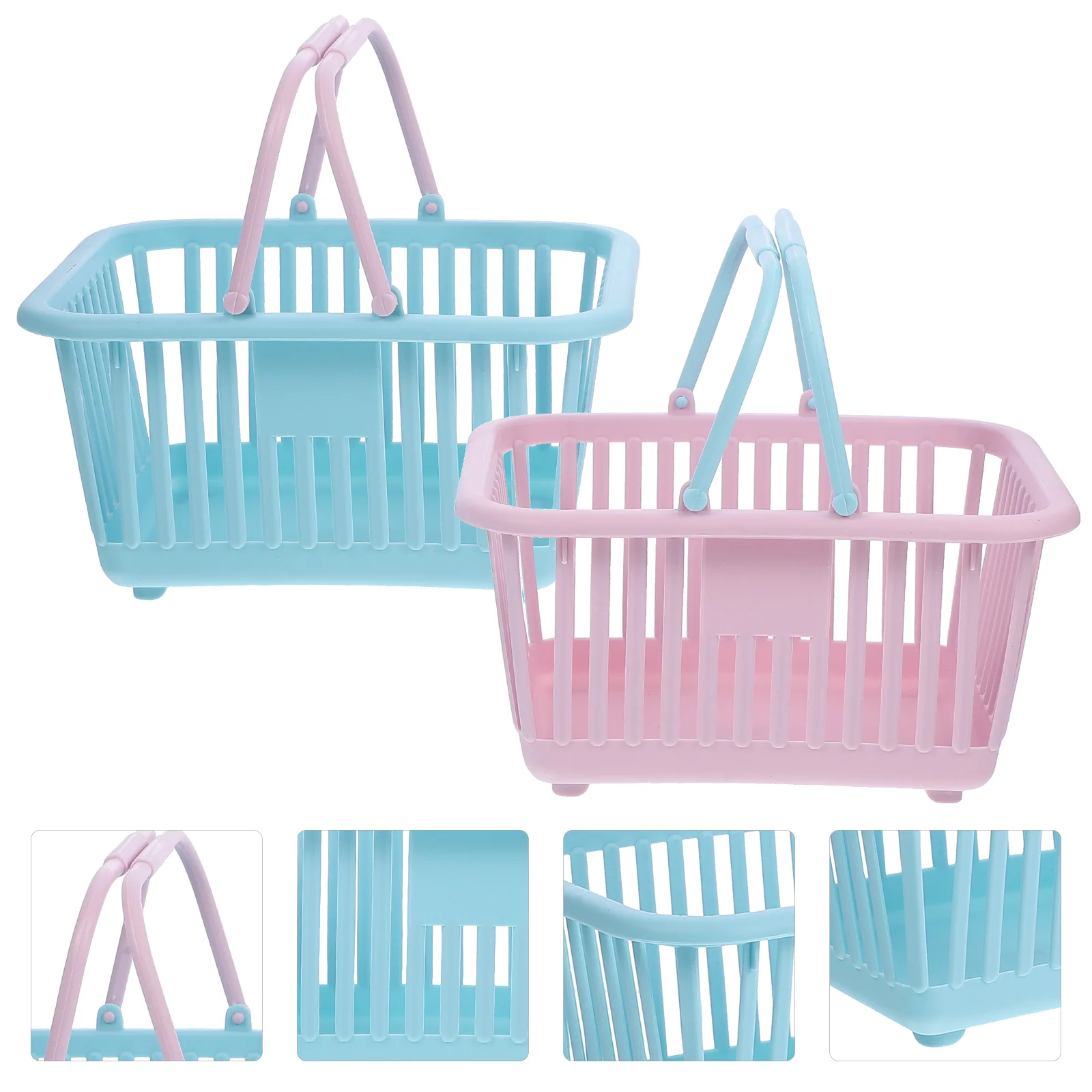 2 Pcs Toy Shopping Cart Storage Basket Folding Home Handheld Food Vegetable The Tote Bag