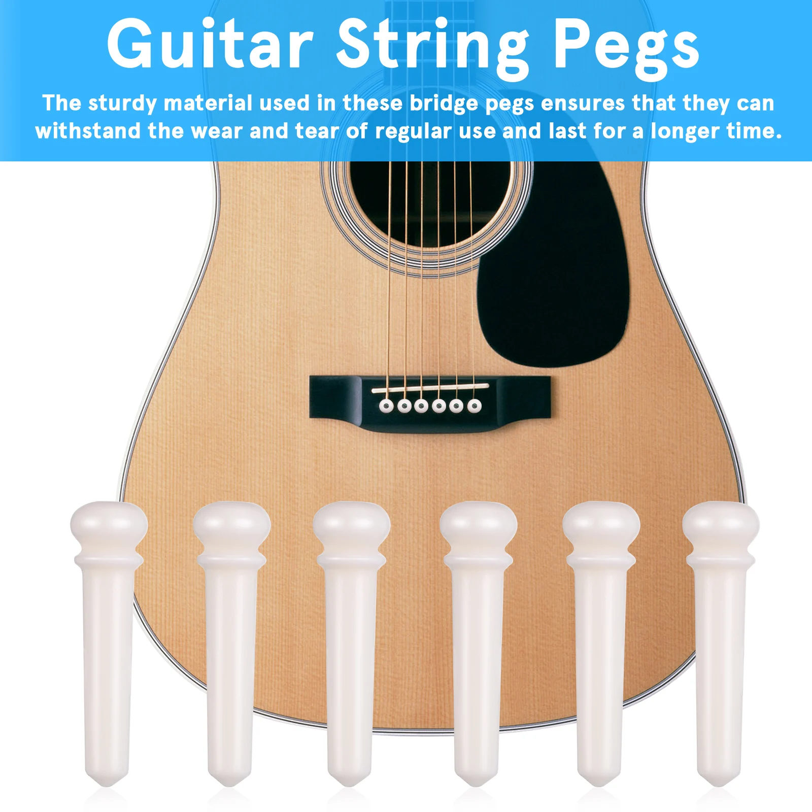 

6 Pcs Guitar Bridge Bone String Pegs 3 0.54cm Mosaic Replacement Tuning Fixing Nail for Acoustic Guitar Accessories