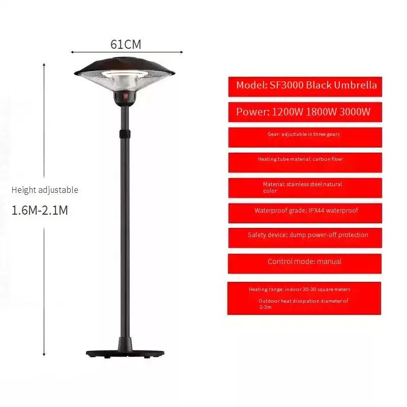 Umbrella electric heater Household restaurant Coffee shop Heating artifact Commercial external swing electric oven