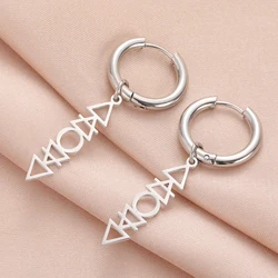 Dawapara Element Symbols Drop Earrings Planetary Fire Earth Water Air Symbols Alchemical Charm Stainless Steel Jewelry