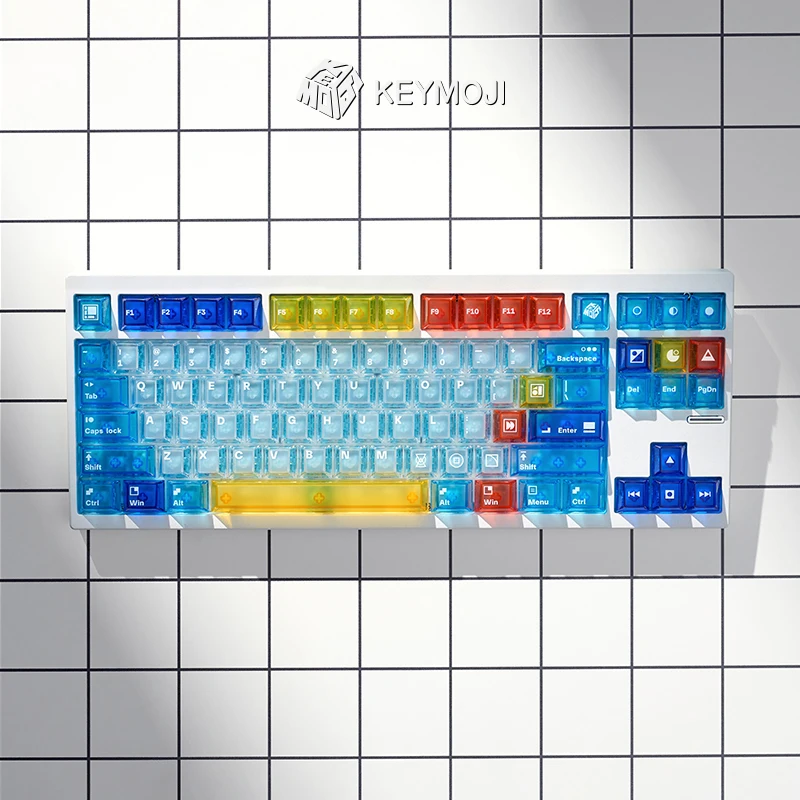 KEYMOJI Mondrian Geometric Figure Clear Keycap Set Cherry Profile Wooting Keycap for Mac