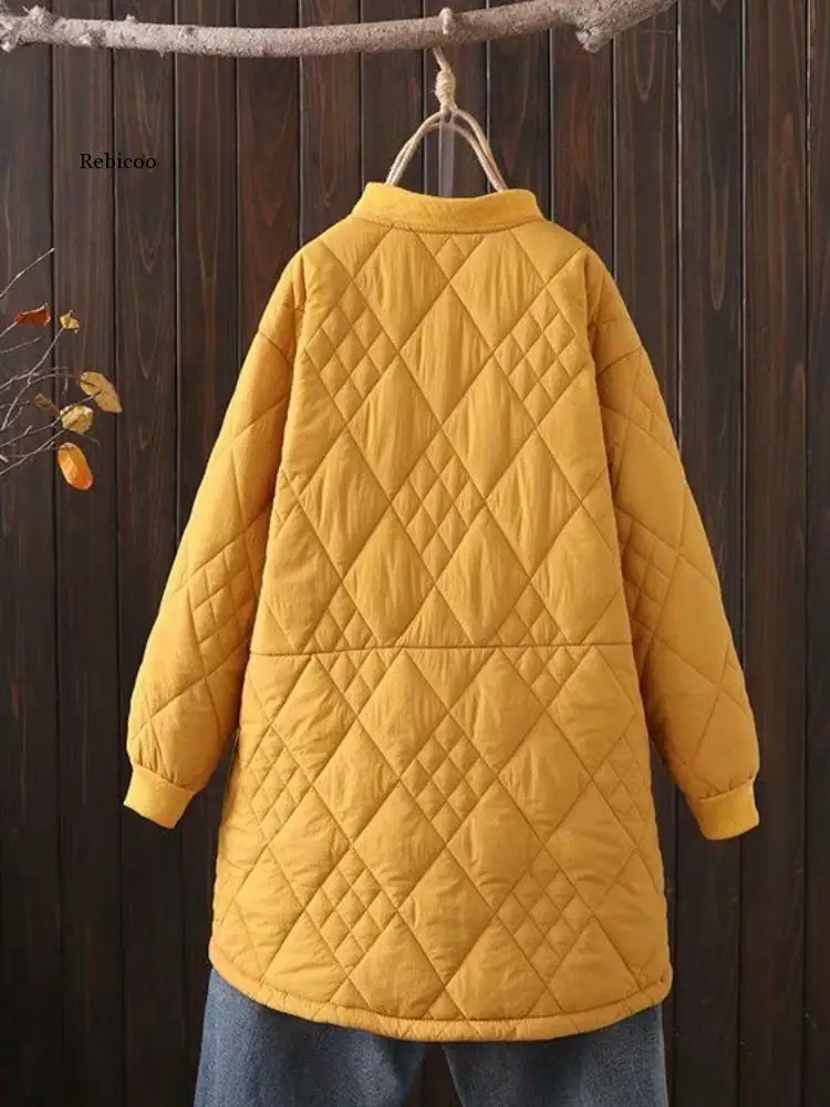 2022 Winter Fashion New Coats Demi-season Jacket for Women Yellow Jackets Loose Oversize Tops Padded Woman Clothes Quilted Coat