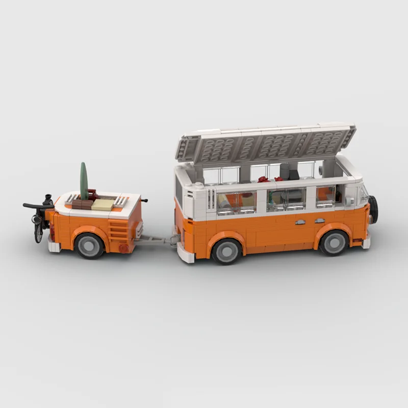 572 Uds. MOC Volkswagen Camper Van remolque ciudad modelo Juguetes de bloques de construcción construcción regalos de navidad Idea creativa ladrillo niños