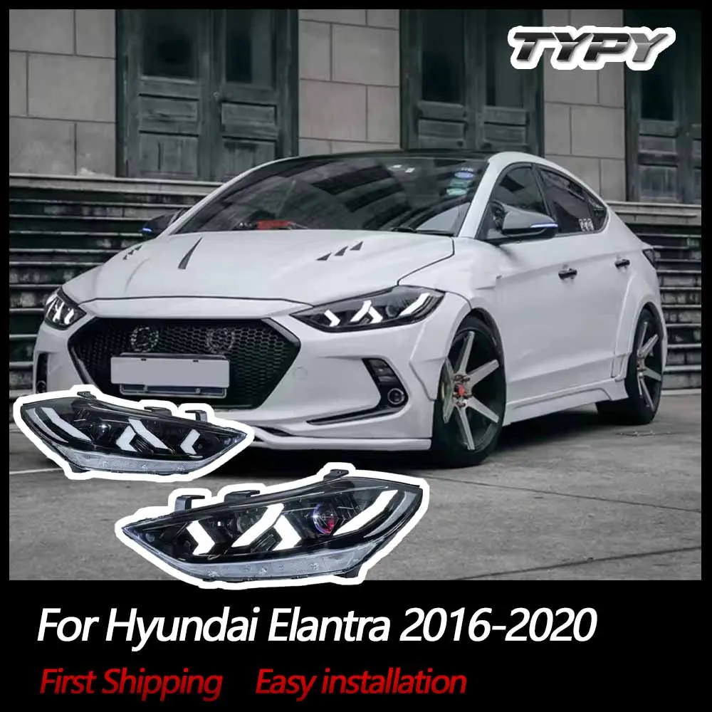 

Car Light LED Head Lamps For Hyundai Elantra 2016-2020 Headlights Assembly Demon Eyes Sequential Turn Signal
