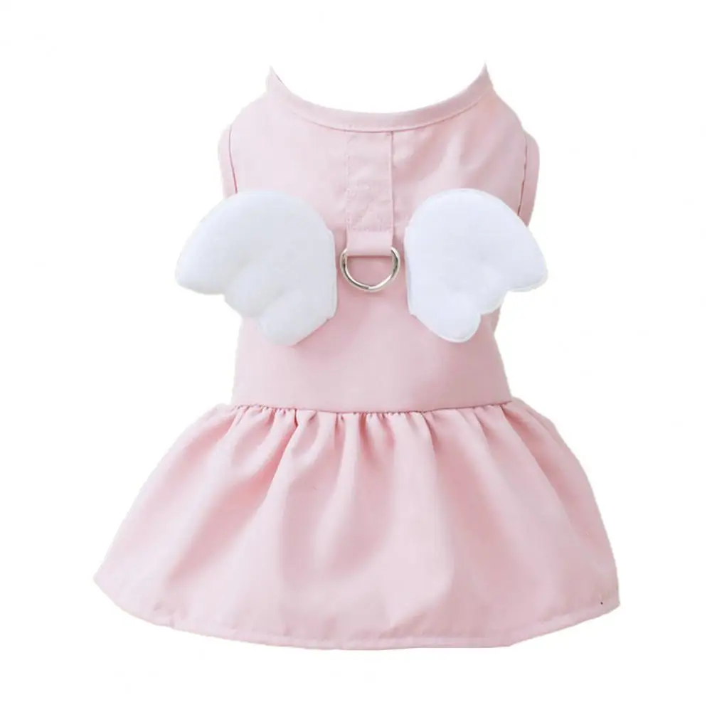 Stylish Pet Dress Button Closure Breathable Pet Dog Puppy Angel Wings Princess Dress  Cotton Summer Dog Dress Daily Wear