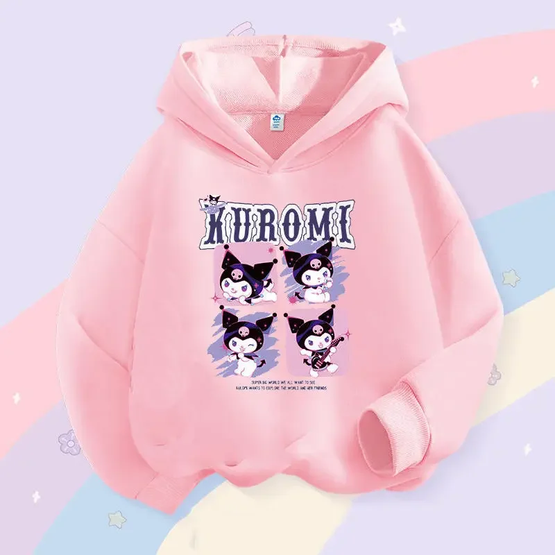 Sanrio Kawaii Hello Kitty Meisjes Sweatshirts met capuchon My Melody Kuromi Anime Cartoon Prachtige huidvriendelijke jassen met lange mouwen