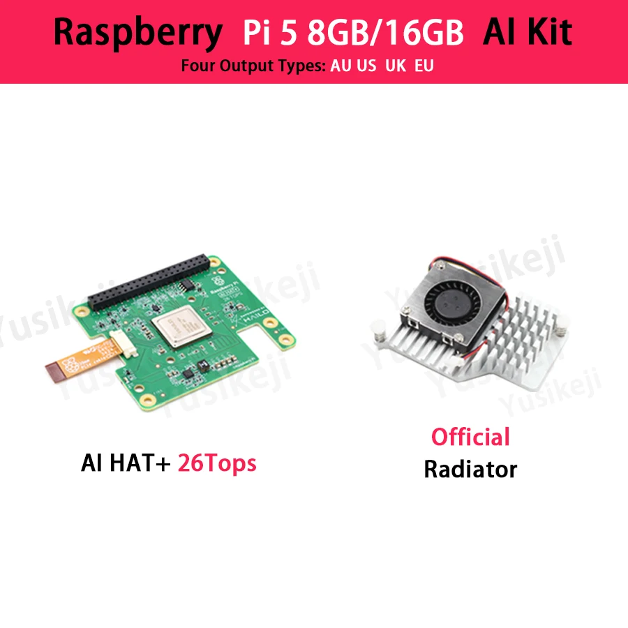 Raspberry Pi 5 8GB Raspberry Pi 16GB (Pi5 8GB/Pi5 16GB+Ai HAT 26Tops+Case+Camera+Radiator+HDMI+256GB Card+Power Supply)