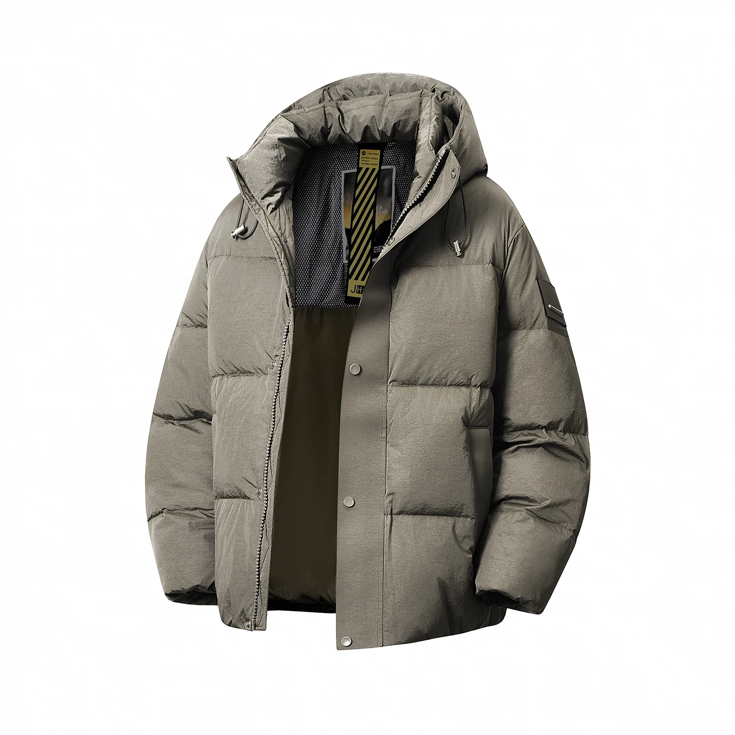 

Men's Winter Puffer Jaet Thiened ort Bread Sle Casual Hooded down Coat Warm Nylon Fabric Regular Fit Zipper Closure