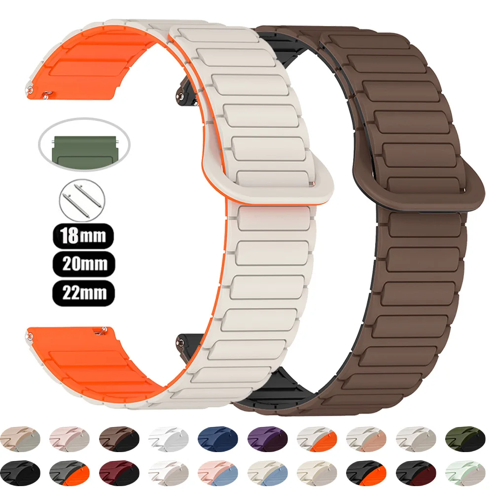 18mm 20mm 22mm Silicone Magnetic Loop strap for Samsung Galaxy watch 7/6/5 active 2 amazfit bracelet HUAWEI watch GT 2e 3 band