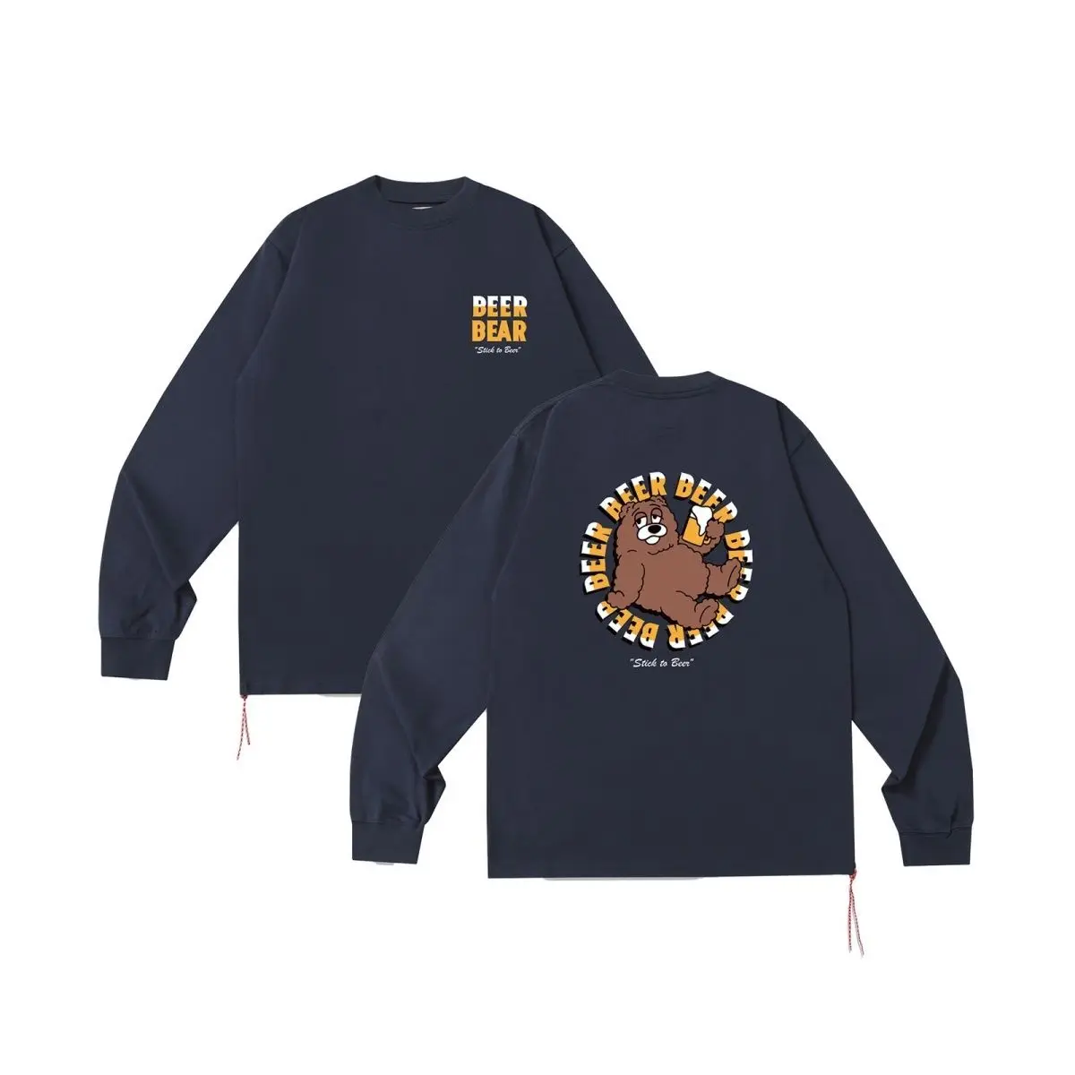 تي شيرت قطني بأكمام طويلة من Beams City Boy مصنوع من القطن الخالص ثقيل الوزن أنيق