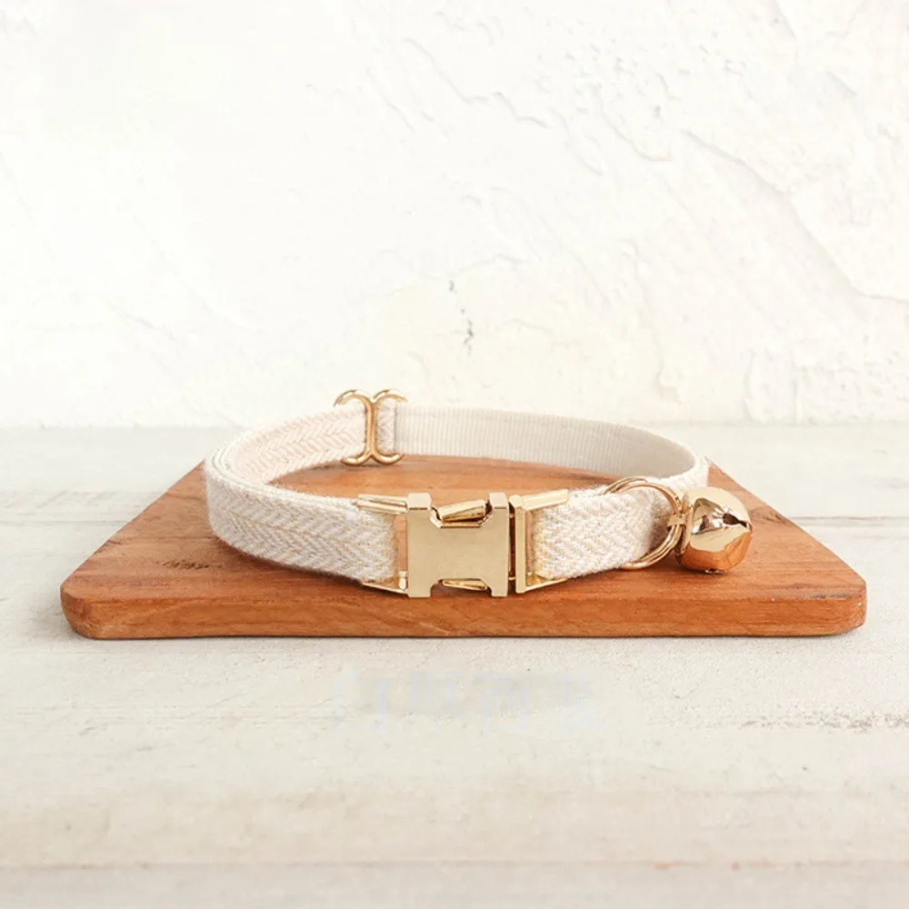 

Adjustable Cat Collar with Bell Solid Color Metal Buckle Pet Dog Collar Personalized Cat Necklace for Cats and Dogs