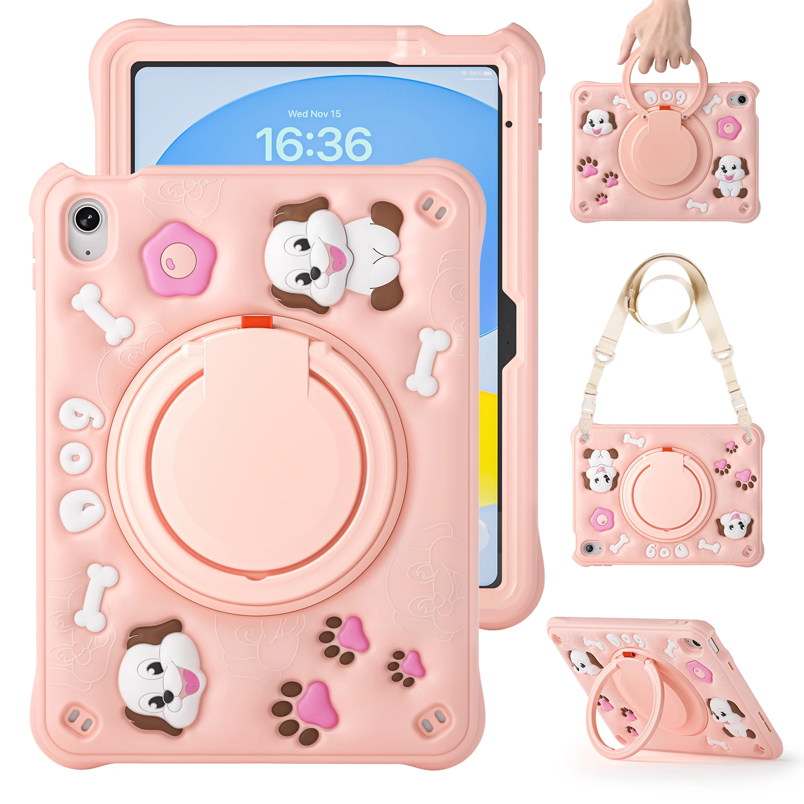 

Rotating Handle Grip Case Universal For iPad A16 2025 11th 10.9 2022 10th Gen A3354 A3355 A3356 A2757 A2777 A2696 KidsCute Cover
