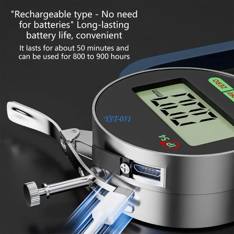 E15A Digital Thickness Gauge Meter with Rechargeable Battery LED Display IP54 Waterproof High Accuracy for Metal Measuring