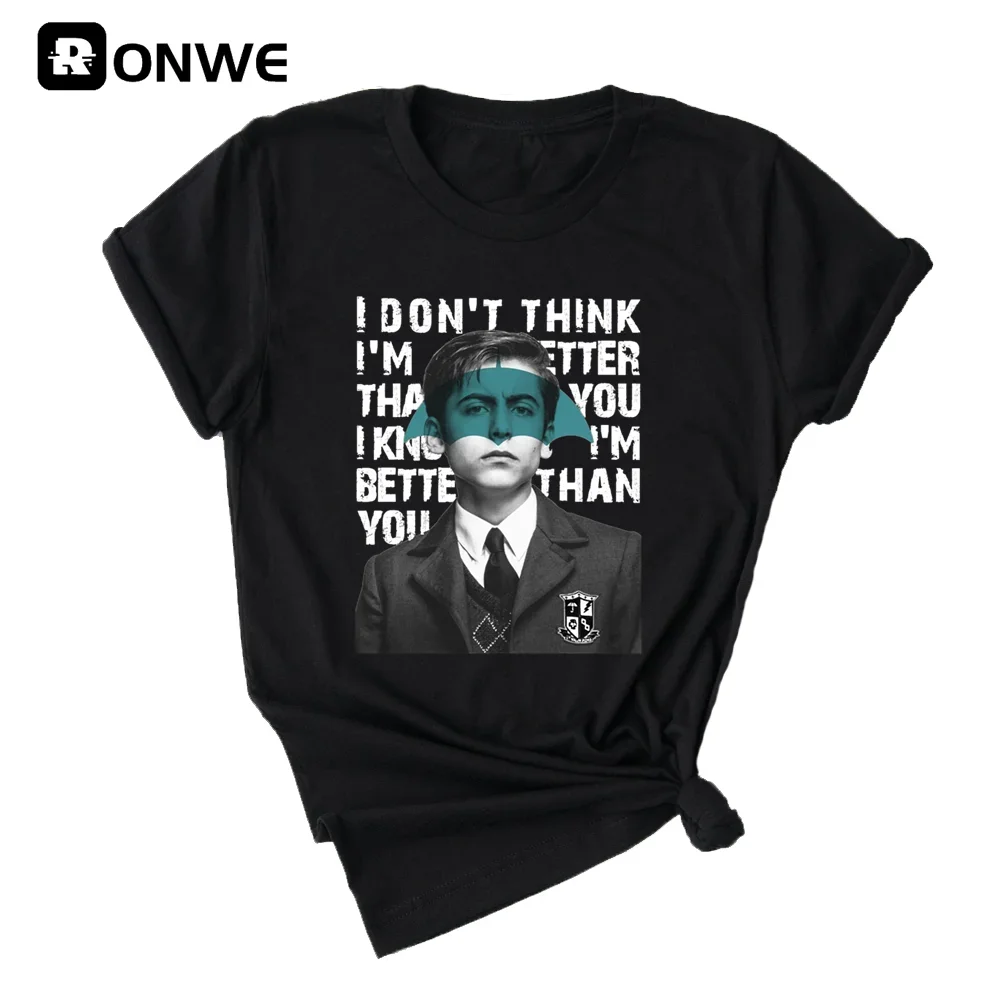 قمم نسائية قصيرة الأكمام عارضة ، ملابس الشارع النسائية ، أكاديمية المظلة ، تشا تشا ديجو ، فانيا لوثر ، جريل ، هبوط السفينة