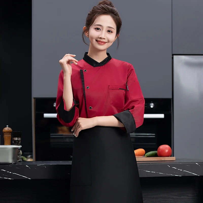 Ristorante Catering Giacca da cuoco Uomo Donna Camicia a maniche lunghe Hotel Cucina Uniforme Cameriere Abbigliamento da lavoro Panetteria Cucina Chef Cappotto Top