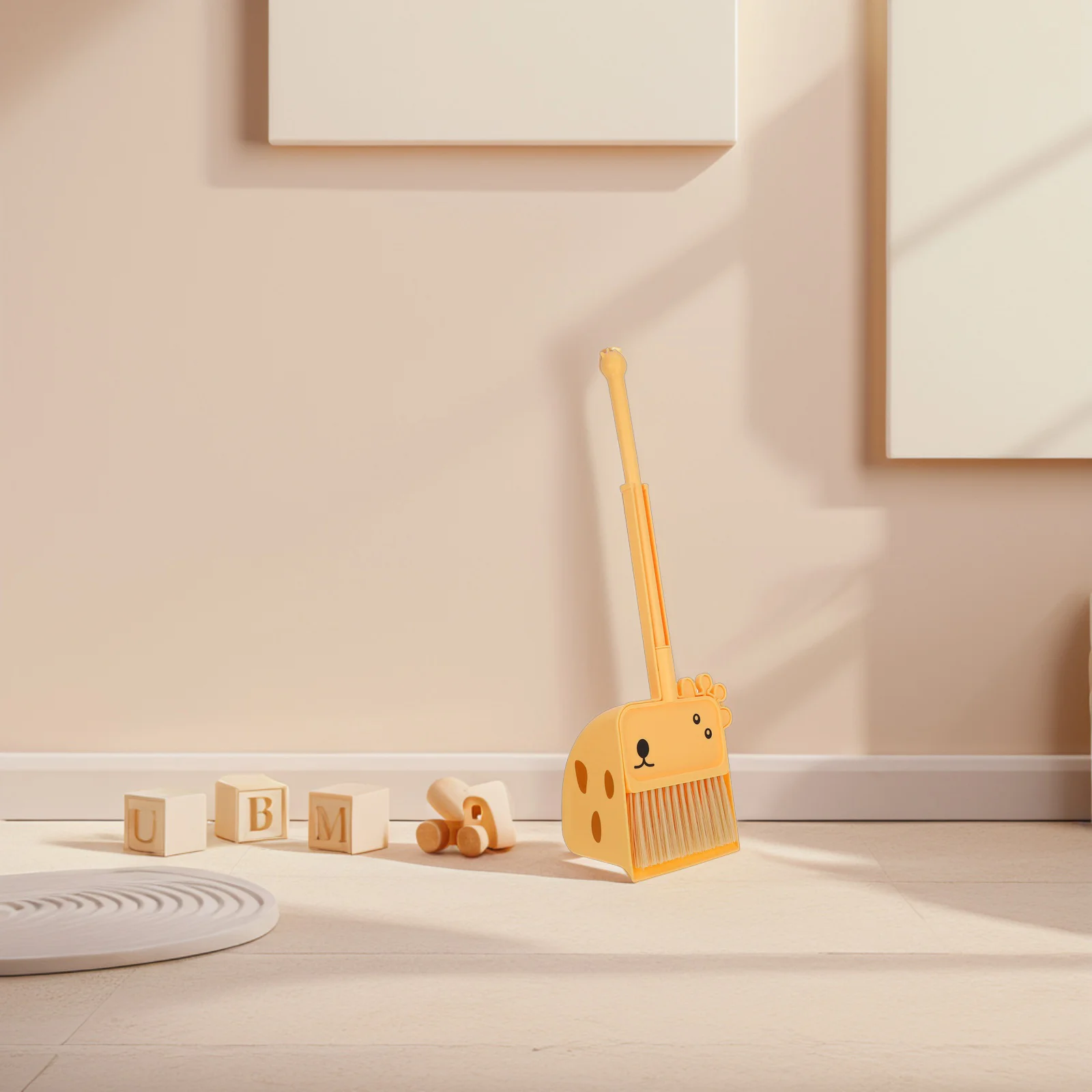 1 مجموعة الزرافة نمط الاطفال تنظيف مجموعة مكنسة صغيرة مجرفة كومبو أداة تعليمية لتطوير المهارات الحركية في المنزل