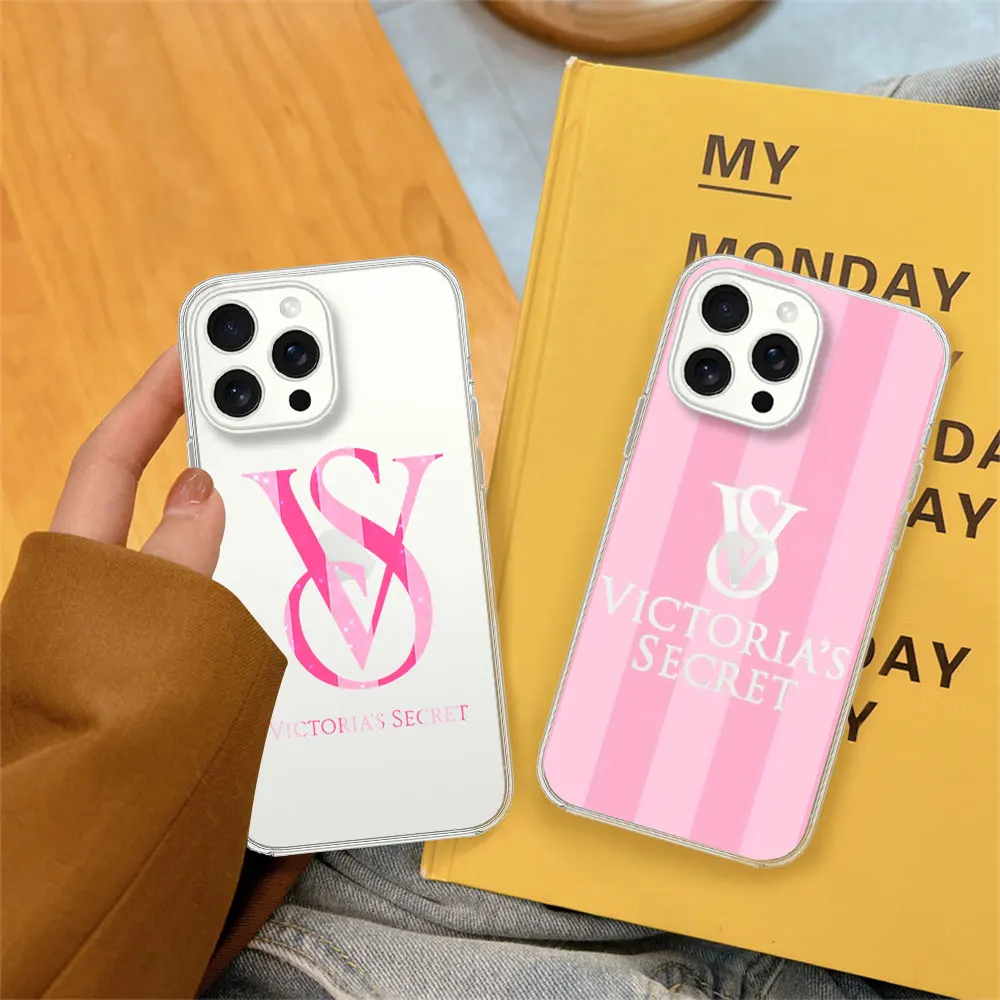 V-Victorias Luxury S-Secret Phone Case For iPhone 11 12 13 14 15 Pro 16 Max Plus Transparent Shell