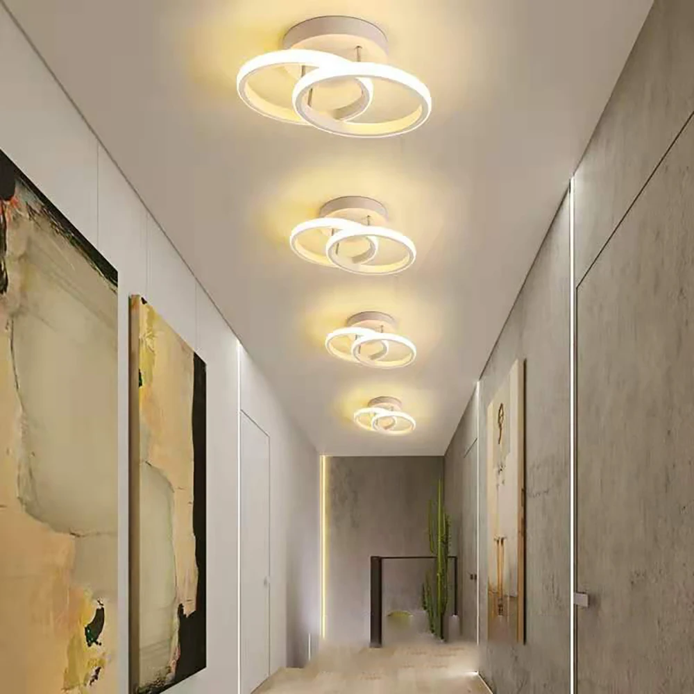 Modern LED Ceiling Light 2 Rings Creative Design Ceiling Lamp Indoor Lighting Fixtures Hallway Balcony Aisle Office Lustre