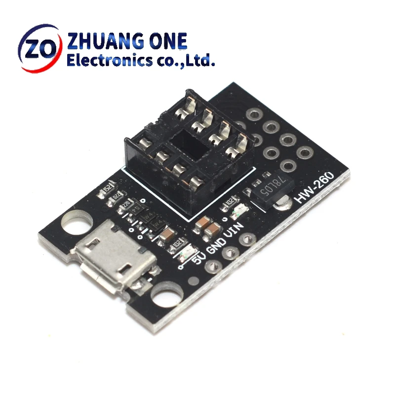 Pluggable ATTINY Development Board For ATtiny13A/ATtiny25/ATtiny45/ATtiny85 Programming Editor Micro Usb Power Connector