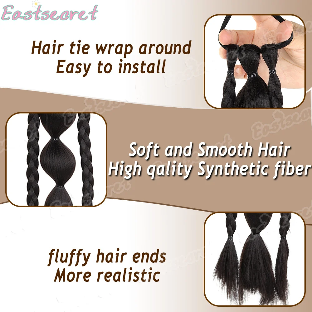 Black wig ponytail female bubble Fried Dough Twists braid Y2K braided hair boxing braid fashion synthetic wig ponytail braid