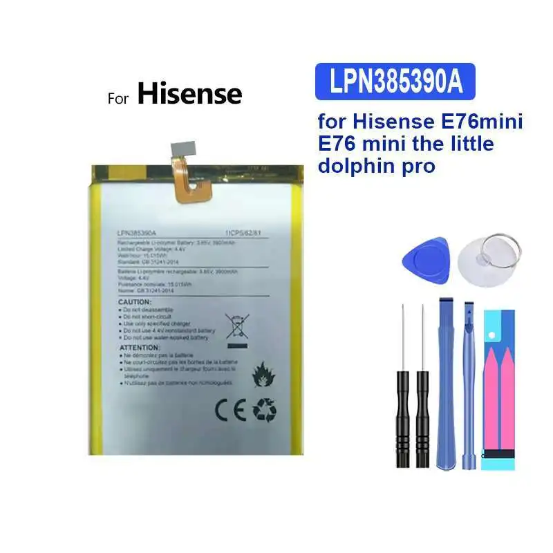 

Lightweight LPN385390A Mobile Phone Battery 3900mAh For Hisense E76mini E76 Mini The Little Dolphin Pro Safe
