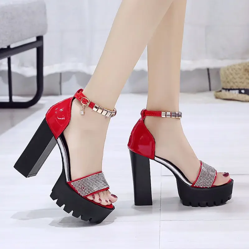 

Thick Sole Versatile High Heels Shoes Women Korean Fish Mouth Shoes Sexy Nightclub Catwalk Shoes Platform Sandalias De Mujer
