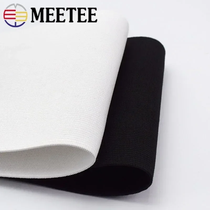 Meetee 2/5M 10/15/20/25cm Black White Elastic Bands Crochet Belt for Sewing Clothes Rubber Band Waist Strap Fabric Accessories