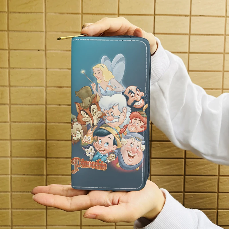 Disney Pinocchio กระเป๋าเอกสาร W5561ลายการ์ตูนมีซิปกระเป๋าใส่เหรียญกระเป๋าใส่บัตรของขวัญกระเป๋าถือใส่ของ