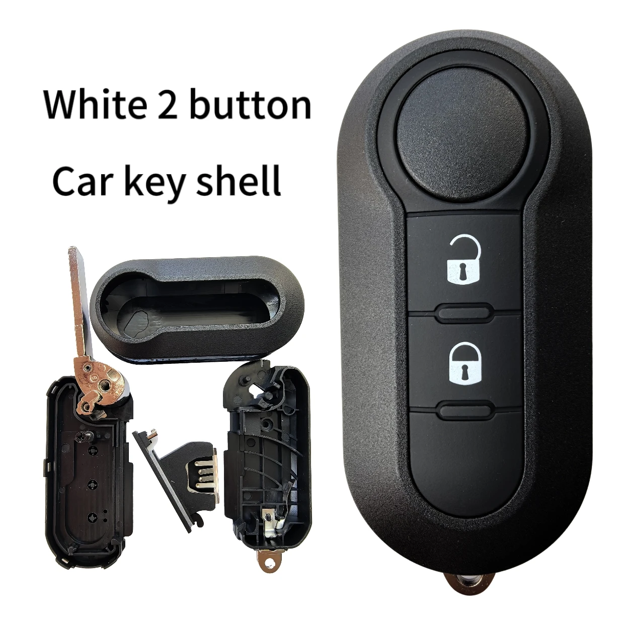 Jingxin 2/3 Tasten Autoschlüssel-Fernbedienungsgehäuse, Leeres Gehäuse mit SIP22-Klinge für Fiat 500 Panda Punto Bravo – Detail 7