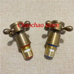 All copper faucet handle cross plum blossom hand wheel antique double-handle faucet valve core