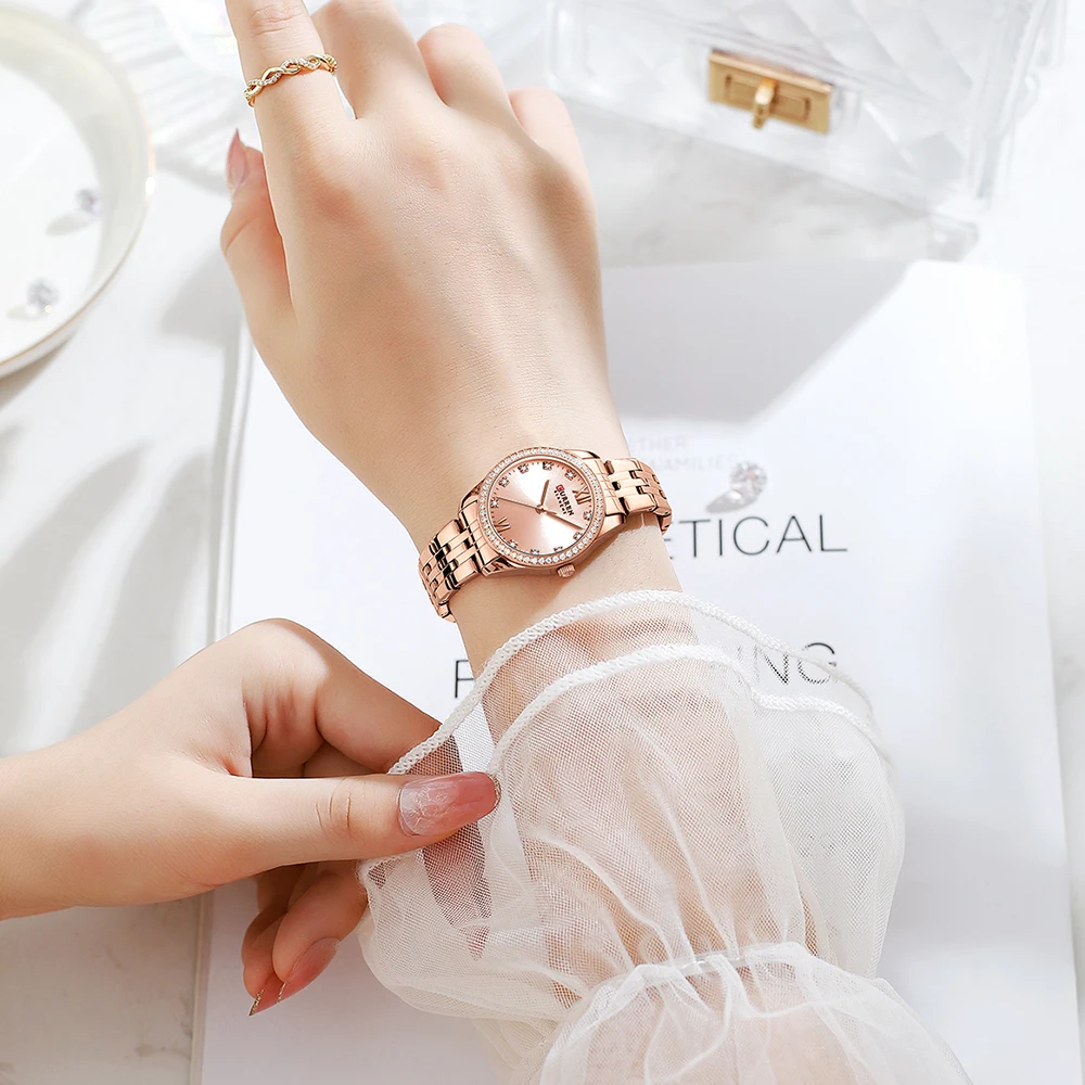 ¡Nuevo stock! ! Relojes de pulsera para mujer, cinturón de acero, cinturón de acero Love, reloj de pulsera de cuarzo con diamantes de imitación, reloj de moda de lujo para mujer