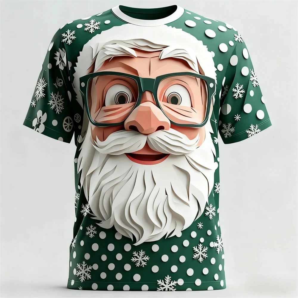 

Забавная спортивная мужская футболка с 3D принтом Санта-Клауса, повседневная свободная уличная рождественская вечеринка, милый топ с короткими рукавами в стиле Харадзюку с героями мультфильмов