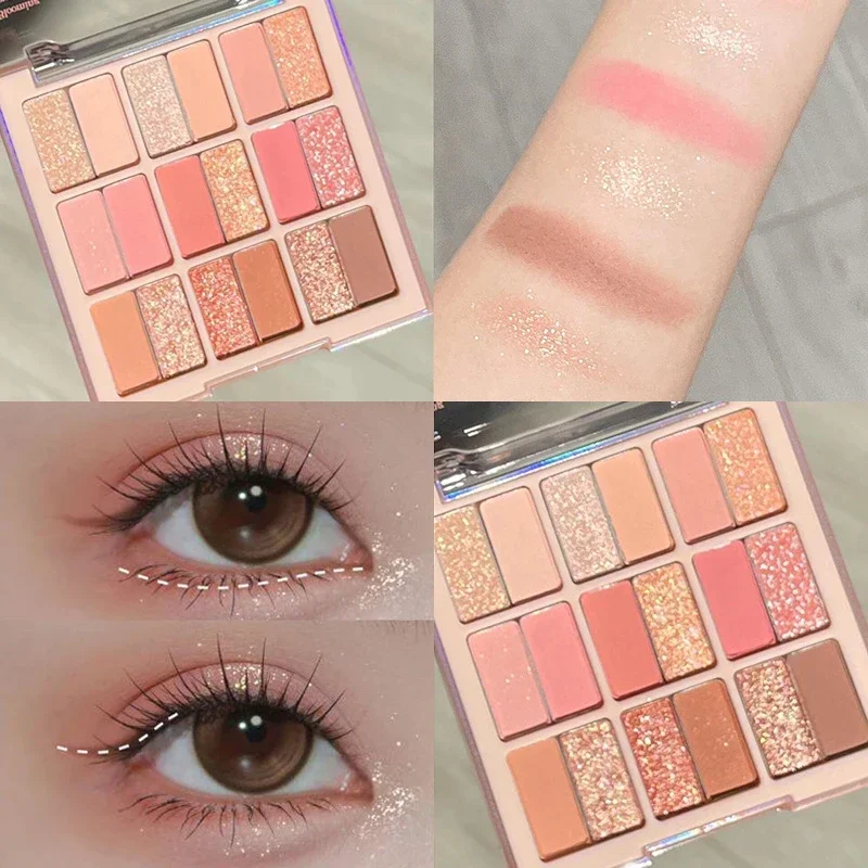 Paleta de sombras de ojos de 18 colores, maquillaje profesional de alta calidad para mujer, paleta de sombra de ojos brillante nacarada de larga duración, paleta de purpurina